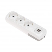 Колодка PREMIUM 3 гнезда, с/з, 2 USB, белый REXANT | Фото 1