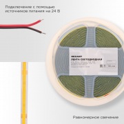 Лента светодиодная 24В, COB 8Вт/м, 320 LED/м, 4000K, 8мм, 5м, IP20 REXANT | Фото 2