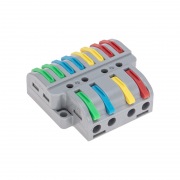 Клемма СМК 4х2 проходная разветвительная 4 полюса, с монтажной площадкой (1 ввод, 2 вывода на полюс) (20 шт/уп) REXANT | Фото 3