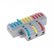 Клемма СМК 3х4 проходная разветвительная 3 полюса, с монтажной площадкой (1 ввод, 4 вывода на полюс) (10 шт/уп) REXANT | Фото 3