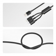 Кабель USB 3в1 Type-С (6A), Lightning (2,4A), micro USB (3A) 1,2м, в черной оплетке REXANT | Фото 2