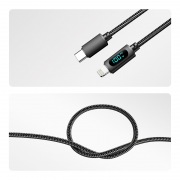 Кабель Type-C – Lightning для Apple, 3А, 1м, в черной нейлоновой  оплетке, с LED-дисплеем REXANT | Фото 2