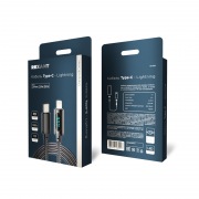 Кабель Type-C – Lightning для Apple, 3А, 1м, в черной нейлоновой  оплетке, с LED-дисплеем REXANT | Фото 3
