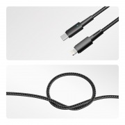 Кабель Type-C – Lightning для Apple, 3А, 1м, в черной нейлоновой оплетке, со световой индикацией REXANT | Фото 2