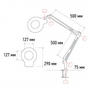 Лупа на струбцине круглая 5D с подсветкой и крышкой, ø127мм, белая (6025,ВО) REXANT | Фото 4