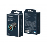 Автомобильное зарядное устройство c двумя портами (USB-A + USB-A) c LED-подсветкой, 12Вт | Фото 1