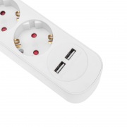Удлинитель СТАНДАРТ 3 гнезда, 5м, 3х1,0мм², с/з, с выключателем, 2 USB-разъема, белый REXANT | Фото 2