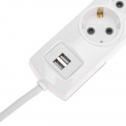 Удлинитель ПРЕМИУМ 3 гнезда, 5м, 3х1,5мм², с/з, 2 USB-разъема, белый REXANT | Фото 4
