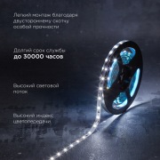 Лента светодиодная 12В, SMD2835, 9,6Вт/м, 60 LED/м, 6500K, 8мм, 5м, IP20 REXANT | Фото 1