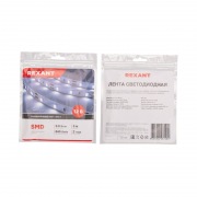 Лента светодиодная 12В, SMD2835, 9,6Вт/м, 60 LED/м, 6500K, 8мм, 5м, IP20 REXANT | Фото 3