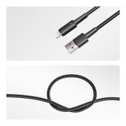 Кабель USB-A – Lightning, 2,4А, 1м, в черной нейлоновой оплетке, c LED-дисплеем REXANT | Фото 2