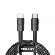 Кабель Type-C – Type-C, 5A, 100Вт, 1м, в черной нейлоновой оплетке REXANT | Фото 1