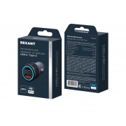 Автомобильное зарядное устройство c двумя портами (USB-C + USB-A) c LED-подсветкой, 48Вт REXANT | Фото 1