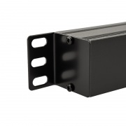 Блок распределения питания PDU горизонтальный 1U 6 розеток СЕЕ 7/4 Schuko 10A без выкл алюм корп шнур 2м вилка C14 черный REXANT | Фото 3