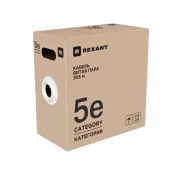 Кабель витая пара U/UTP, CAT 5е, PVC, 4x2x0,52 мм, 24AWG, внутренний, однопроволочный, серый, 305м, РФ REXANT | Фото 4