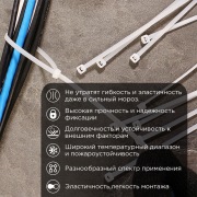Стяжка нейлоновая морозостойкая 300x3,6мм, белая (100 шт/уп) REXANT | Фото 1