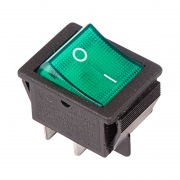 Выключатель клавишный 250V 16А (4с) ON-OFF зеленый  с подсветкой (RWB-502, SC-767, IRS-201-1)  REXANT (в упак. 1шт.) | Фото 1