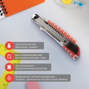 Нож с сегментированным лезвием 18 мм, металлический обрезиненный корпус Rexant | Фото 2