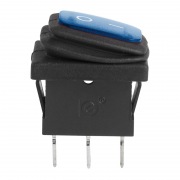 Выключатель клавишный 250V 6А (3с) ON-OFF синий  с подсветкой  Mini ВЛАГОЗАЩИТА REXANT | Фото 1