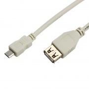 Кабель micro USB (male) штекер - USB-A (female) гнездо, длина 0,2 метра, белый (PE пакет)  REXANT | Фото 1
