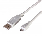 Кабель micro USB (male) штекер - USB-A (male) штекер, длина 3 метра, белый (PE пакет)  REXANT | Фото 1