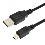 Кабель mini USB (male) штекер - USB-A (male) штекер, длина 0,2 метра, черный (PE пакет)  REXANT | Фото 1
