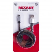 USB кабель microUSB, шнур в джинсовой оплетке REXANT | Фото 2