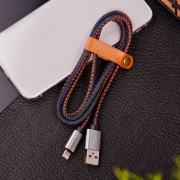 USB кабель для iPhone 5/6/7 моделей, шнур в джинсовой оплетке REXANT | Фото 1