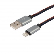 USB кабель для iPhone 5/6/7 моделей, шнур в джинсовой оплетке REXANT | Фото 3