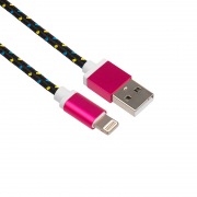 USB кабель для iPhone 5/6/7 моделей, шнур в тканевой оплетке черный REXANT | Фото 1