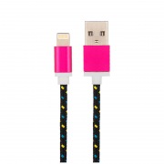 USB кабель для iPhone 5/6/7 моделей, шнур в тканевой оплетке черный REXANT | Фото 2