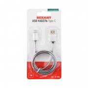 Шнур USB 3.1 type C (male)-USB 2.0 (male) в гибкой металлической оплетке 1 м REXANT | Фото 2