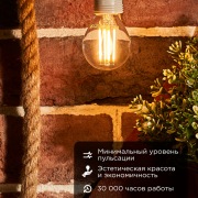 Лампа филаментная REXANT Шарик GL45 7.5 Вт 600 Лм 2700K E14 диммируемая, прозрачная колба | Фото 1