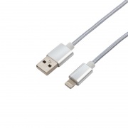 Кабель REXANT USB-Lightning 1 м, серебристая нейлоновая оплетка | Фото 2