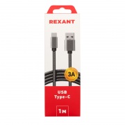 Кабель USB-Type-C/3A/nylon/grafit/1m/REXANT | Фото 1