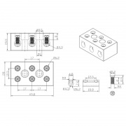 Клемма керамическая винтовая КВ 12 мм² 3 пары контактов с крепежным отверстием (45 шт./уп.) REXANT | Фото 5