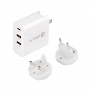 Сетевое зарядное устройство для iPhone/iPad REXANT 2xUSB+USB Type-С, переходник + адаптер, 48W белое | Фото 1