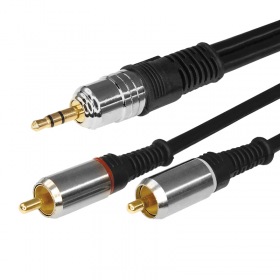 REXANT Шнур 3.5 Stereo Plug - 2RCA Plug 3М (GOLD)-металл