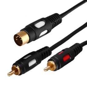 REXANT Шнур DIN 5PIN Plug - 2 RCA Plug 1.5М (GOLD)