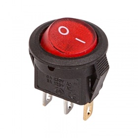 REXANT Выключатель клавишный круглый 250V 3А (3с) ON-OFF красный  с подсветкой  Micro  (RWB-106, SC-214)  REXANT Индивидуальная упаковка 1 шт