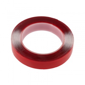 REXANT Двухсторонний скотч прозрачный 100 %  акрил, защитная пленка красного цвета 20 мм, 5 м REXANT