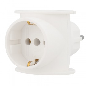 REXANT Тройник электрический универсальный 16 А одно гнездо с заземлением белый REXANT