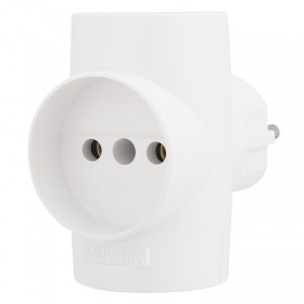 REXANT Тройник электрический 16 А без заземления белый REXANT