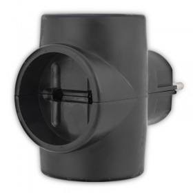 REXANT Тройник электрический 6-10 А без заземления черный REXANT