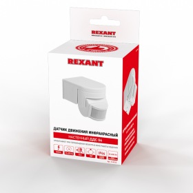 REXANT Датчик движения настенный ДДС 04, 180°, 1200 Вт,10-2000 Лк, 12 м, 10-420 сек. IP44 REXANT