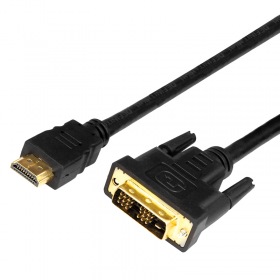 REXANT Шнур HDMI - DVI-D с фильтрами, длина 2 метра (GOLD) (PE пакет)  REXANT