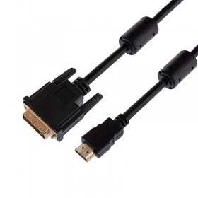 REXANT Шнур HDMI - DVI-D с фильтрами, длина 5 метров (GOLD) (PE пакет)  REXANT