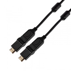 REXANT Шнур HDMI - HDMI с фильтрами, длина 2 метра, угловой 360° (GOLD) (PVC пакет)  REXANT