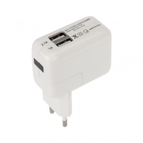 REXANT Сетевое зарядное устройство 2xUSB,  переходник+адаптер (СЗУ) (5 V, 2100 mA+1000 mA) REXANT