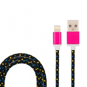 REXANT USB кабель для iPhone 5/6/7 моделей, шнур в тканевой оплетке черный REXANT